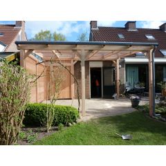 Lariks / Douglas overkapping, vrijstaand. RAL7016 profielen